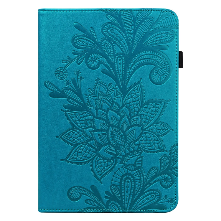 For Lenovo Tab M8 4th Gen Lace Flower Embossing Pattern Leather Tablet Case(Blue)