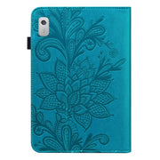 For Lenovo Tab M8 4th Gen Lace Flower Embossing Pattern Leather Tablet Case(Blue)