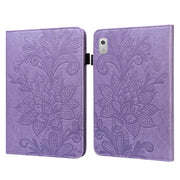 For Lenovo Tab M8 4th Gen Lace Flower Embossing Pattern Leather Tablet Case(Purple)