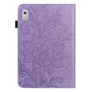 For Lenovo Tab M8 4th Gen Lace Flower Embossing Pattern Leather Tablet Case(Purple)