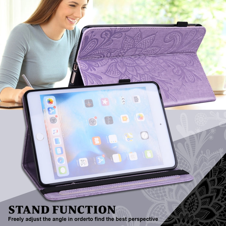 For Lenovo Tab M8 4th Gen Lace Flower Embossing Pattern Leather Tablet Case(Purple)