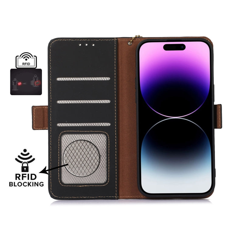 For Honor X9a 4G Genuine Leather Magnetic RFID Leather Phone Case(Black)