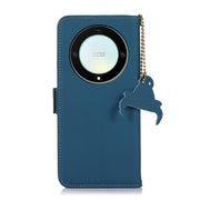 For Honor X9a 4G Genuine Leather Magnetic RFID Leather Phone Case(Blue)