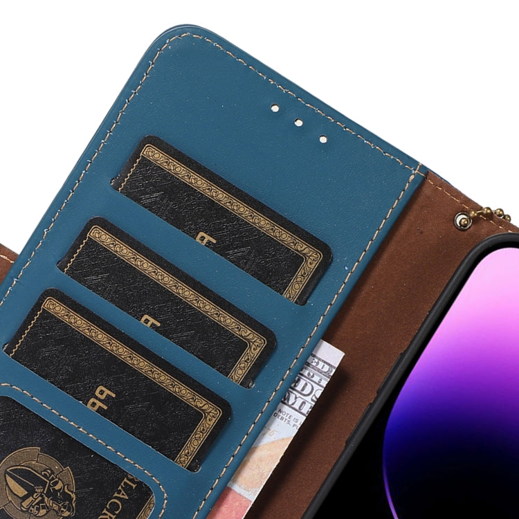 For Honor X9a 4G Genuine Leather Magnetic RFID Leather Phone Case(Blue)
