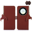 For Honor X9a 4G Genuine Leather Magnetic RFID Leather Phone Case(Coffee) - Honor Cases by PMC TechLife | Online Shopping South Africa | PMC TechLife | Buy Now Pay Later Mobicred