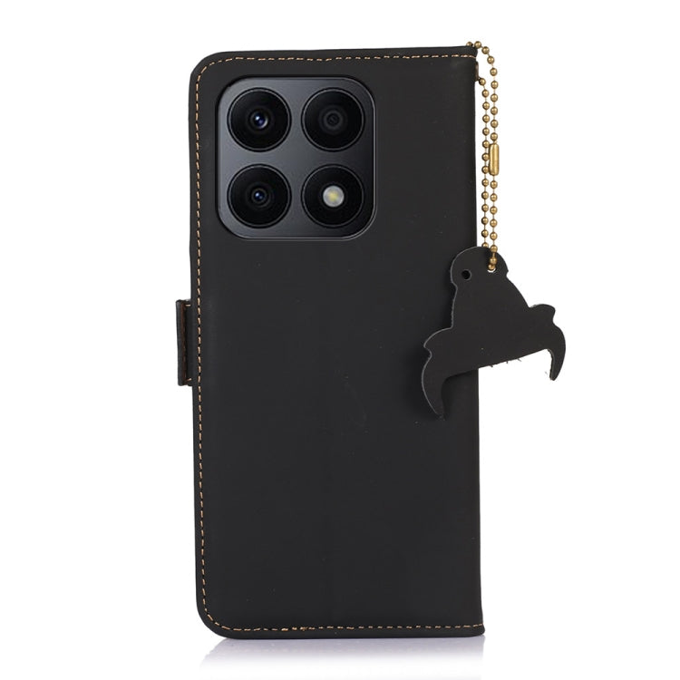 For Honor X8a 4G Genuine Leather Magnetic RFID Leather Phone Case(Black)