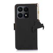 For Honor X8a 4G Genuine Leather Magnetic RFID Leather Phone Case(Black)