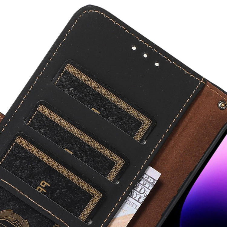 For Honor X8a 4G Genuine Leather Magnetic RFID Leather Phone Case(Black)
