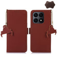 For Honor X8a 4G Genuine Leather Magnetic RFID Leather Phone Case(Coffee) - Honor Cases by PMC TechLife | Online Shopping South Africa | PMC TechLife | Buy Now Pay Later Mobicred