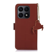 For Honor X8a 4G Genuine Leather Magnetic RFID Leather Phone Case(Coffee)