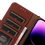 For Honor X8a 4G Genuine Leather Magnetic RFID Leather Phone Case(Coffee)