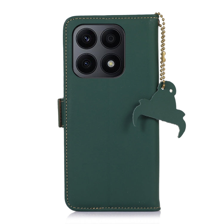 For Honor X8a 4G Genuine Leather Magnetic RFID Leather Phone Case(Green)