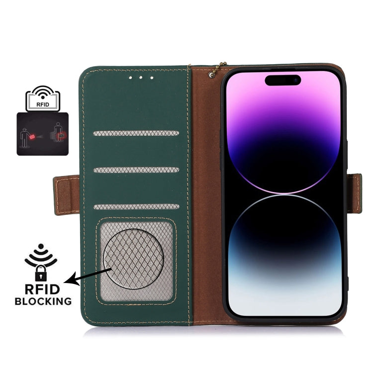 For Honor X8a 4G Genuine Leather Magnetic RFID Leather Phone Case(Green)