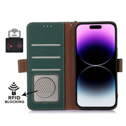 For Honor X8a 4G Genuine Leather Magnetic RFID Leather Phone Case(Green)