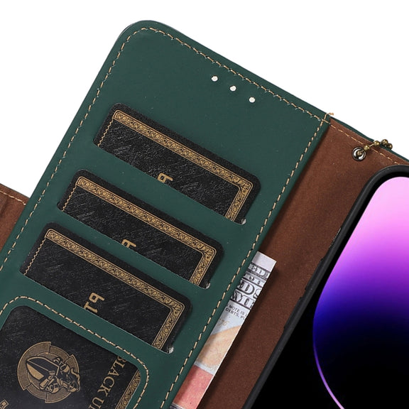 For Honor X8a 4G Genuine Leather Magnetic RFID Leather Phone Case(Green)