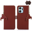 For Honor X7a 4G Genuine Leather Magnetic RFID Leather Phone Case(Coffee) - Honor Cases by PMC TechLife | Online Shopping South Africa | PMC TechLife | Buy Now Pay Later Mobicred