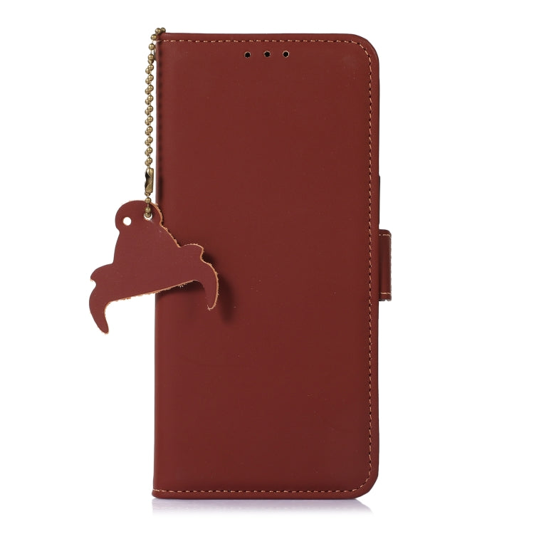 For Honor X7a 4G Genuine Leather Magnetic RFID Leather Phone Case(Coffee)