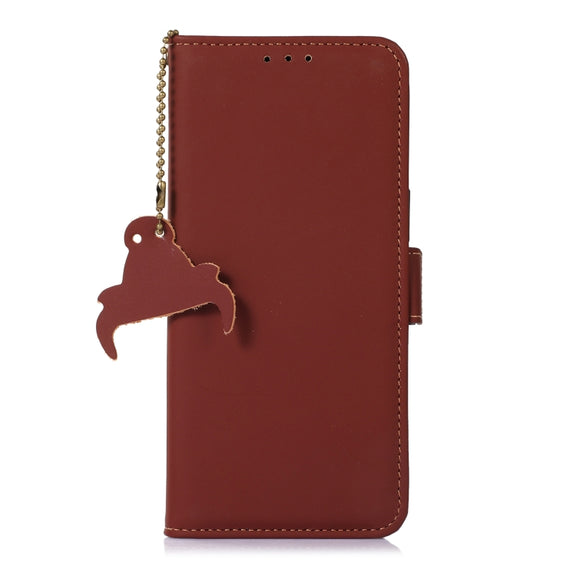 For Honor X7a 4G Genuine Leather Magnetic RFID Leather Phone Case(Coffee)
