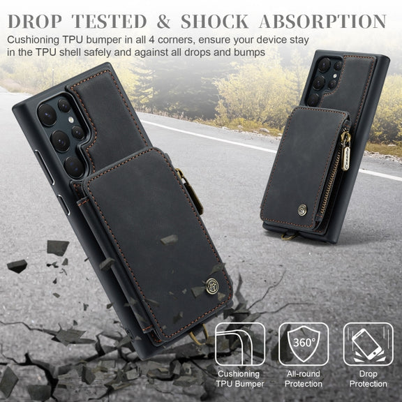 For Samsung Galaxy S23 Ultra 5G CaseMe C20 Multifunctional RFID Leather Phone Case(Black)