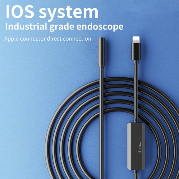 AN112 IP68 8LEDS 8mm Industrial Videoscope for iPhone 8 Pin, Length:1m Flexible Line
