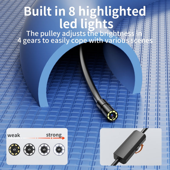 AN112 IP68 8LEDS 8mm Industrial Videoscope for iPhone 8 Pin, Length:5m Flexible Line