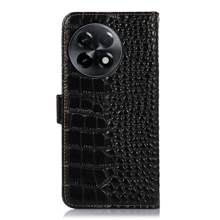 For OnePlus Ace 2 5G Crocodile Top Layer Cowhide Leather Phone Case(Black)