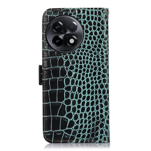 For OnePlus Ace 2 5G Crocodile Top Layer Cowhide Leather Phone Case(Green)