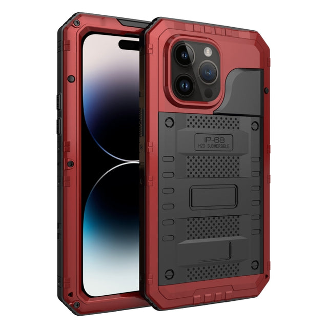 For iPhone 14 Pro Max RedPepper Wolf 360 Full Body Rugged Life Water-resistant Phone Case(Red)
