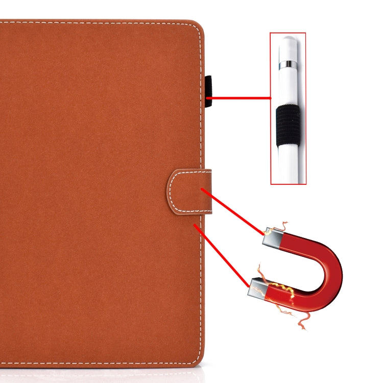 For 10 inch Solid Color Tablet PC Universal Magnetic Horizontal Flip Leather Case with Card Slots & Holder(Brown)