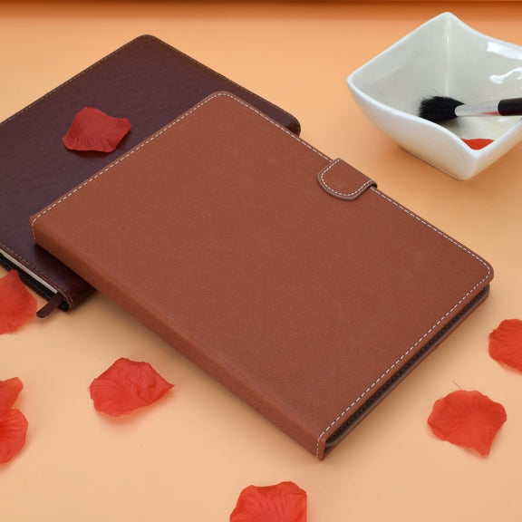 For 10 inch Solid Color Tablet PC Universal Magnetic Horizontal Flip Leather Case with Card Slots & Holder(Brown)