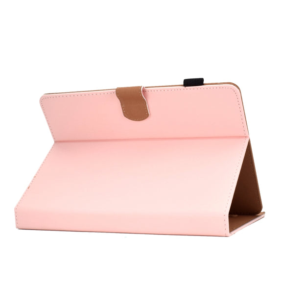 For 10 inch Solid Color Tablet PC Universal Magnetic Horizontal Flip Leather Case with Card Slots & Holder(Pink)