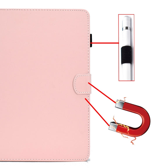 For 10 inch Solid Color Tablet PC Universal Magnetic Horizontal Flip Leather Case with Card Slots & Holder(Pink)