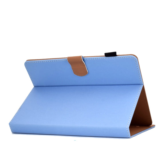 For 10 inch Solid Color Tablet PC Universal Magnetic Horizontal Flip Leather Case with Card Slots & Holder(Blue)