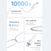 USAMS US-SJ605 U84 2.4A USB to 8 Pin Charging Data Cable, Cable Length:2m(White)