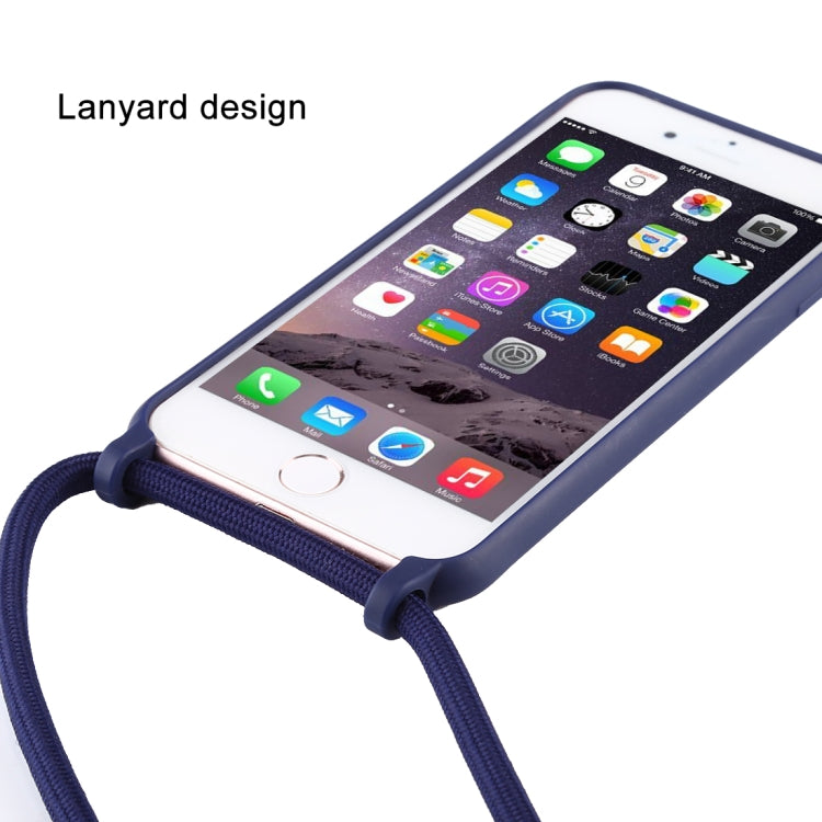 For iPhone 8 / 7 Candy Color TPU Protective Case with Lanyard(Dark Pink)
