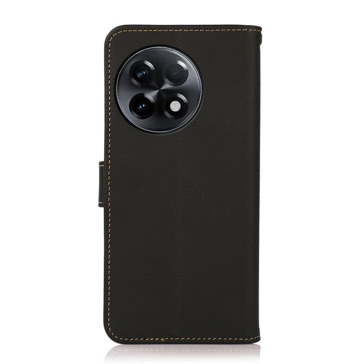 For OnePlus Ace 2 5G KHAZNEH Custer Texture RFID Genuine Leather Phone Case(Black)