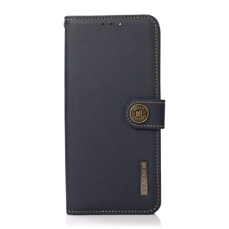 For OnePlus Ace 2 5G KHAZNEH Custer Texture RFID Genuine Leather Phone Case(Blue)