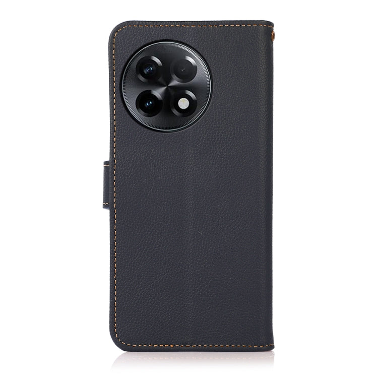 For OnePlus Ace 2 5G KHAZNEH Custer Texture RFID Genuine Leather Phone Case(Blue)