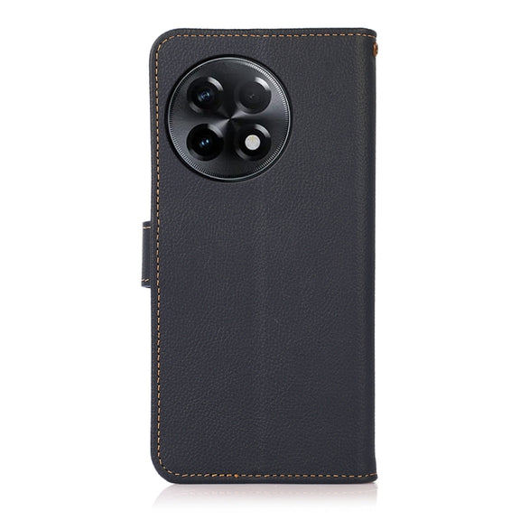 For OnePlus Ace 2 5G KHAZNEH Custer Texture RFID Genuine Leather Phone Case(Blue)