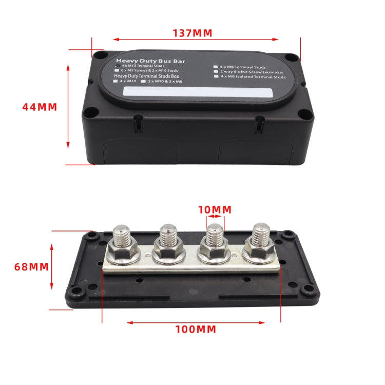 CP-3088-02 300A 48V 4-way M10 Terminal Busbar(Red)