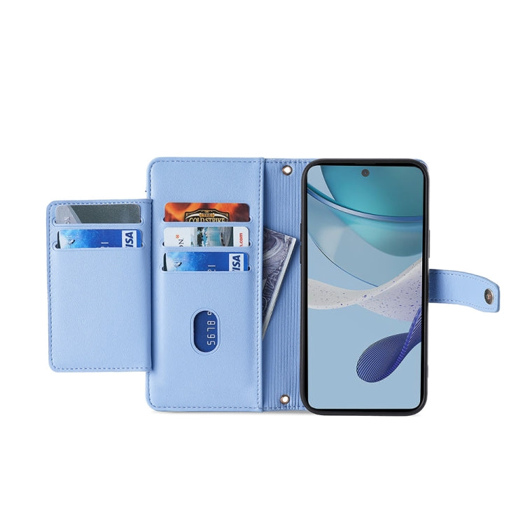 For Motorola Moto G73 5G Sheep Texture Cross-body Zipper Wallet Leather Phone Case(Blue)