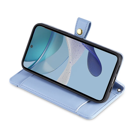 For Motorola Moto G73 5G Sheep Texture Cross-body Zipper Wallet Leather Phone Case(Blue)