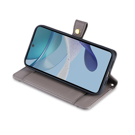 For Motorola Moto G73 5G Sheep Texture Cross-body Zipper Wallet Leather Phone Case(Grey)