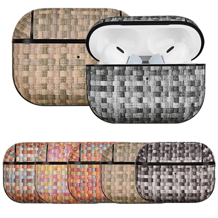 For AirPods Pro 2 PC Woven Leather Skin Earphone Case(Gray)