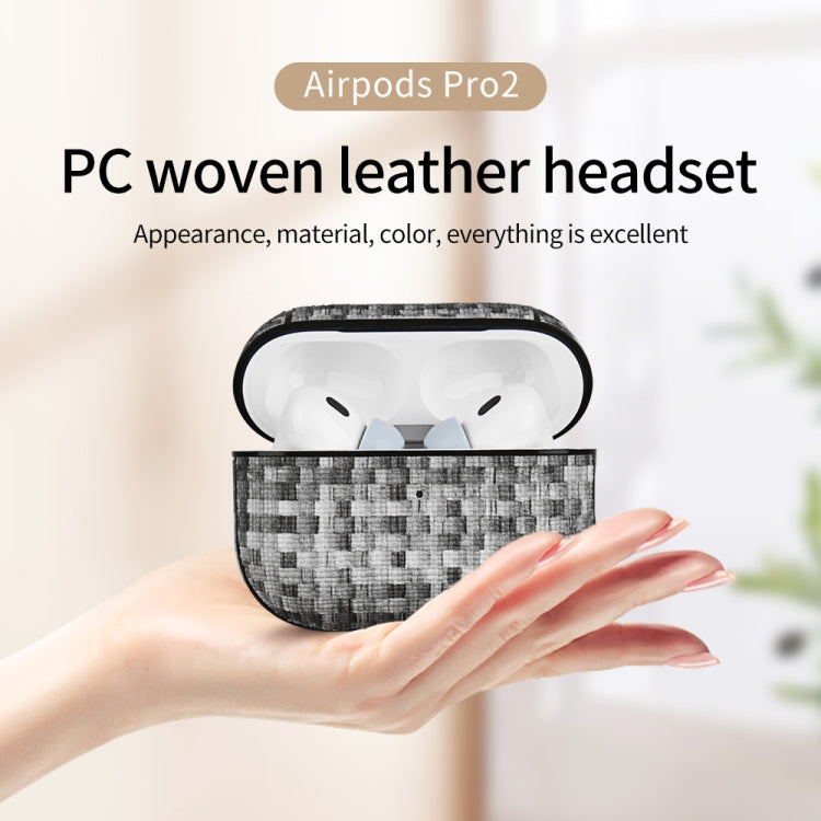 For AirPods Pro 2 PC Woven Leather Skin Earphone Case(Gray)