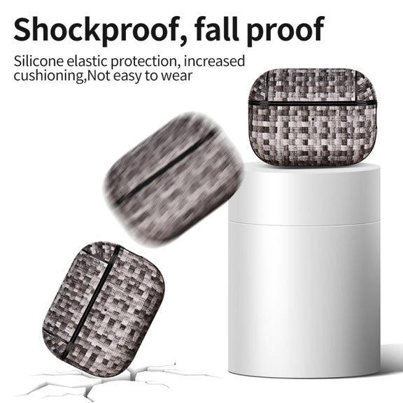 For AirPods Pro 2 PC Woven Leather Skin Earphone Case(Gray)