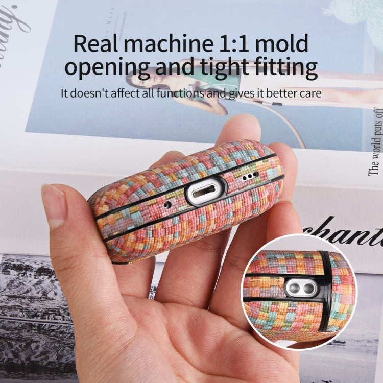 For AirPods Pro 2 PC Woven Leather Skin Earphone Case(Gray)