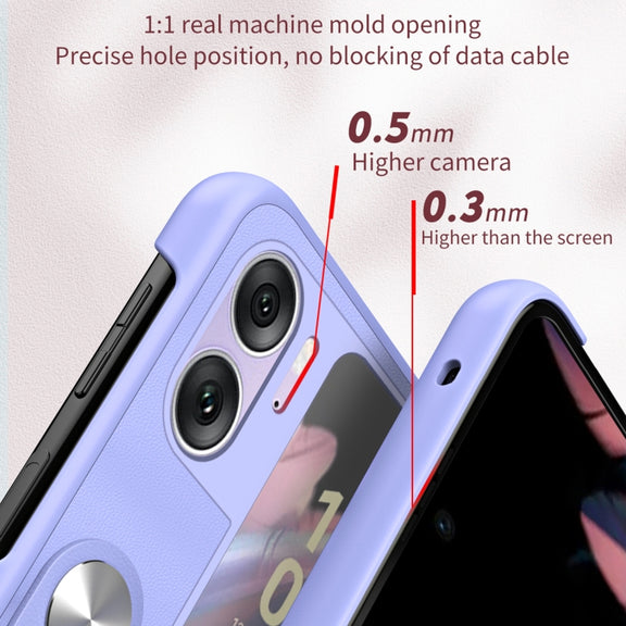 For OPPO Find N2 Flip Hand Strap Type Leather Phone Case(Purple)