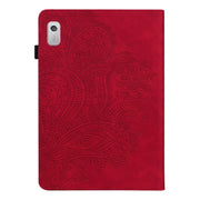 For Lenovo Tab M8 4th Gen TB-300FU Peacock Embossed Pattern Leather Tablet Case(Red)