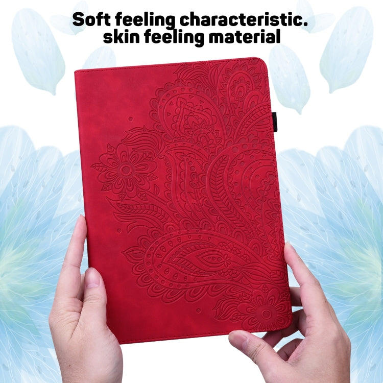 For Lenovo Tab M8 4th Gen TB-300FU Peacock Embossed Pattern Leather Tablet Case(Red)